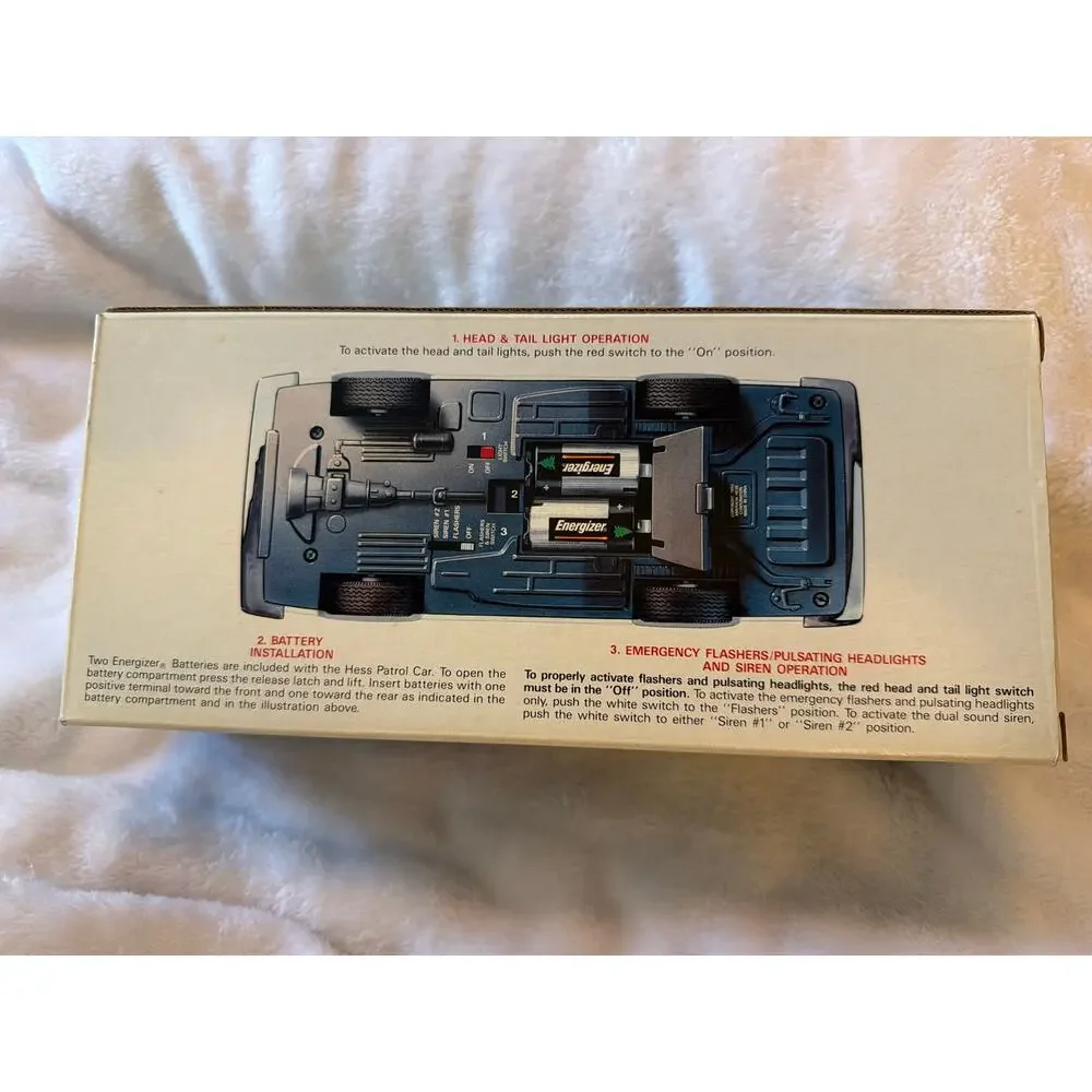 Vintage 1993 Hess Truck Patrol Car Toy Dual Siren Flashing Lights w/Original Box